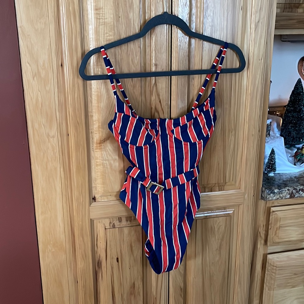 WeWoreWhat Striped One Piece Bathing Suit